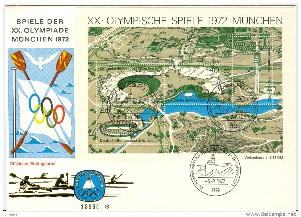 GERMANY Complete Block On Cover With First Day Cancel Augsburg 1 - Summer 1972: Munich