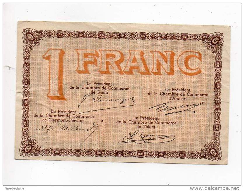 Billet Chambre De Commerce Du Département Du Puy De Dôme - Remb. 1er Janvier 1920 - Série T - Sans Filigrane - Cámara De Comercio