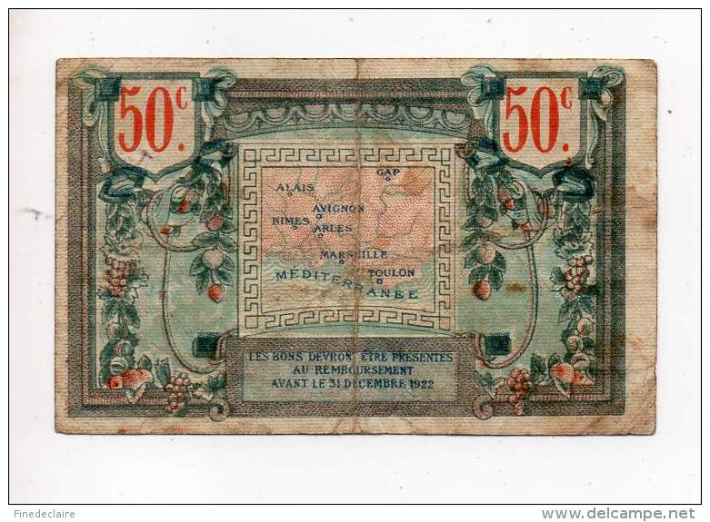 Billet Chambre De Commerce Région Provençale - 50 Cts -Série X - 1er Décembre 1922 -  Filigrane Abeilles - Cámara De Comercio