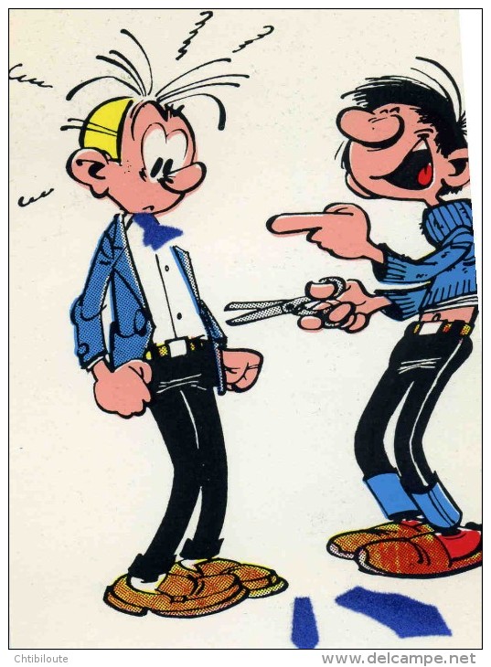 SUPERBE ET RARE  CARTE POSTALE 1962 / N° 2003 F  /  RECOUVERTE EN FEUTRINE ILLUSTREE PAR FRANQUIN  CPSM 10X15 NEUVE - Autres & Non Classés