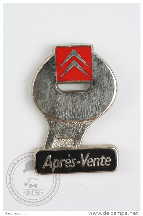 Citroen Logo & Key - Apres-Vente, Black & Silver - Pin Badge #PLS - Citroën