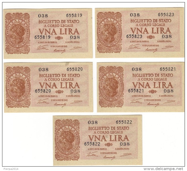 1 LIRA - ITALIA LAUREATA - NUM. CONSECUTIVA - DECR. 23 - 11 - 1944 - FDS - Italia – 1 Lira