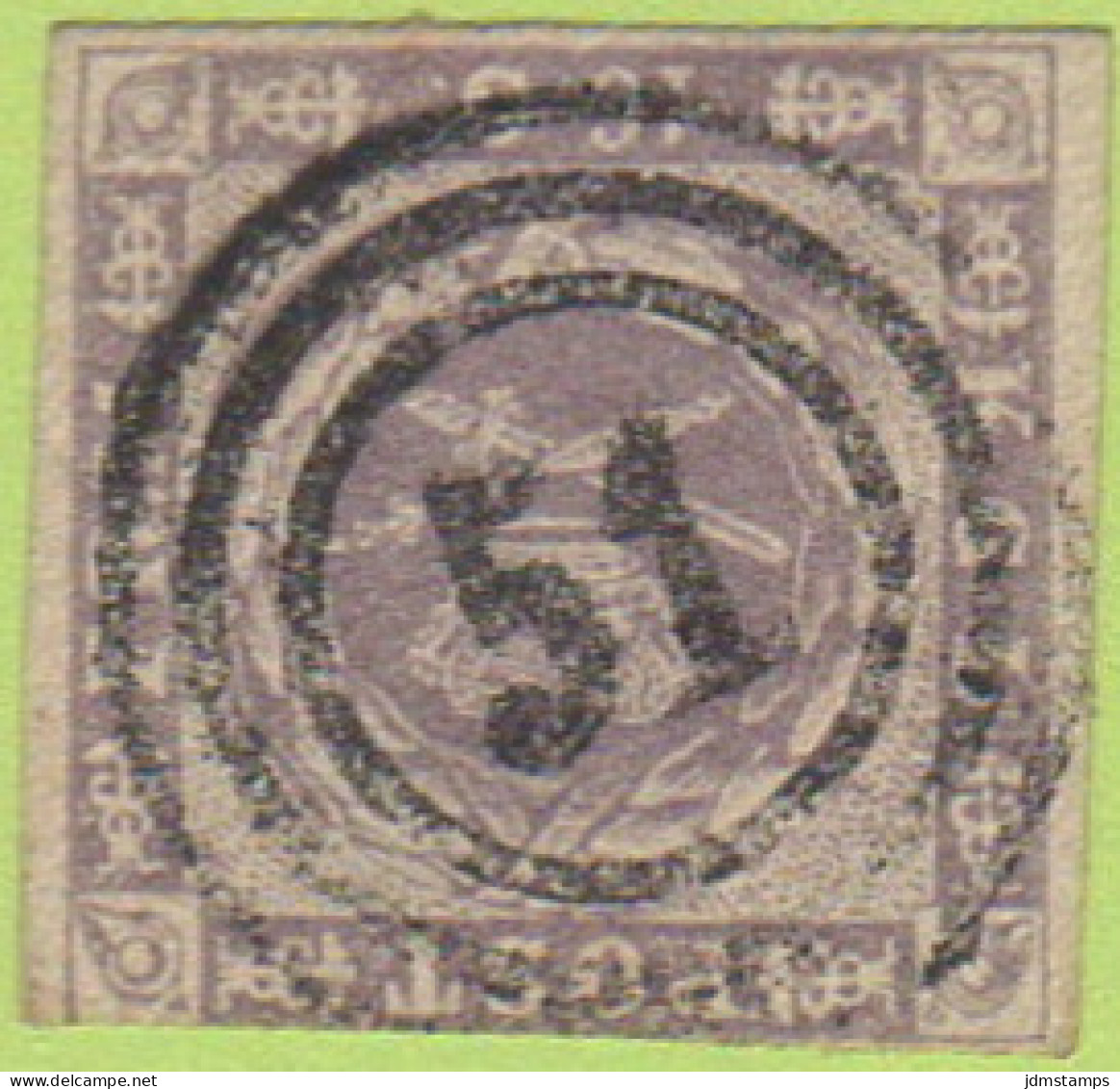 DEN SC #6  1857 Royal Emblems, 3+ Margins, "51" (Odense) In Conc. Circs., CV $190.00 - Used Stamps