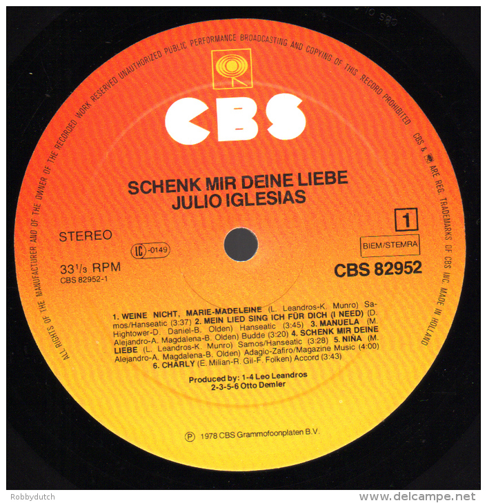 * LP *  JULIO IGLESIAS - SCHENK MIR DEINE LIEBE (Holland 1976 EX!!!) - Other - German Music