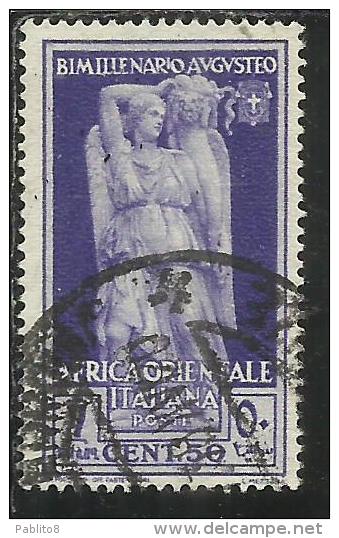AFRICA ORIENTALE ITALIANA AOI 1938 AUGUSTO CENT. 50 USED USATO - Africa Oriental Italiana