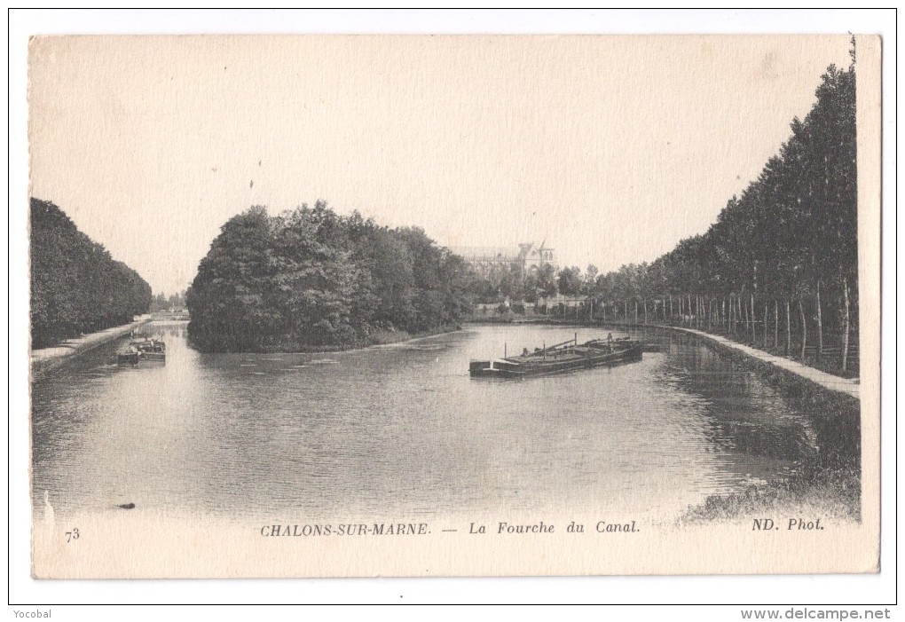 CP, 51, CHALONS-sur-MARNE, La Fourche Du Canal, Ecrite - Châlons-sur-Marne