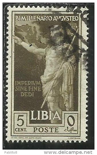 COLONIE ITALIANE LIBIA 1938 AUGUSTO CENT. 5 USED USATO - Africa Oriental Italiana