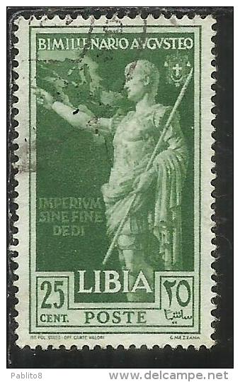 COLONIE ITALIANE LIBIA 1938 AUGUSTO CENT. 25 USED USATO - Africa Oriental Italiana