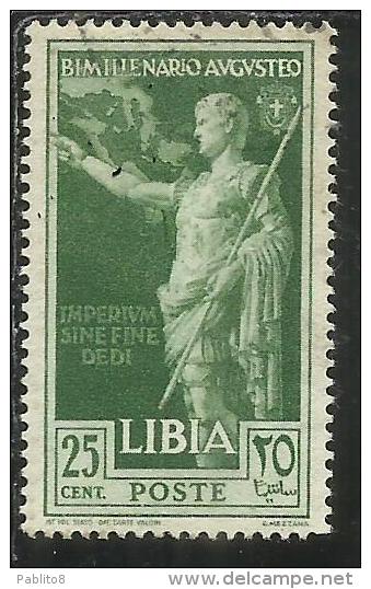 COLONIE ITALIANE LIBIA 1938 AUGUSTO CENT. 25 USED USATO - Afrique Orientale Italienne