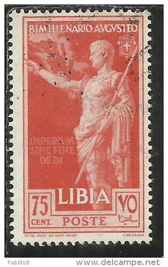 COLONIE ITALIANE LIBIA 1938 AUGUSTO CENT. 75 USED USATO - Italian Eastern Africa
