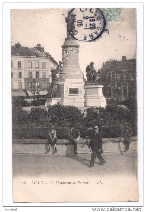 CP, 59, LILLE, Le Monument De Pasteur, Voyagé En 1905 - Lille