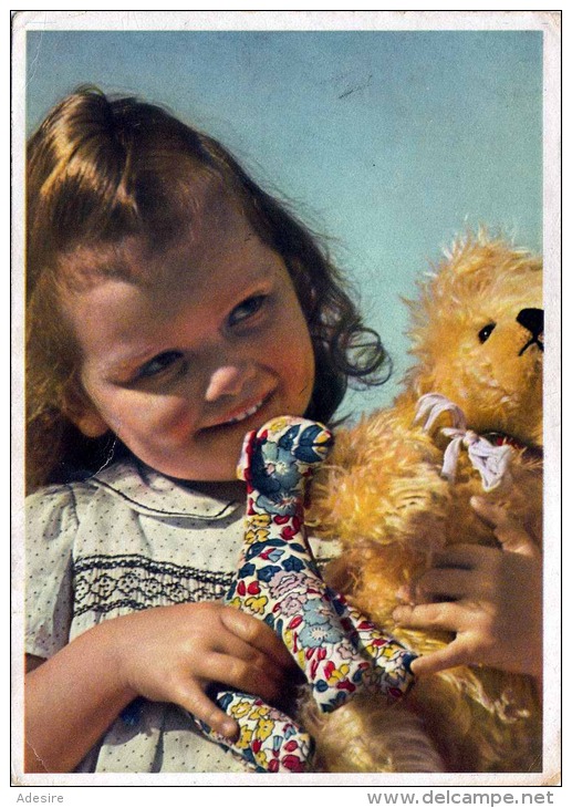 Kleines Mädchen Mit Teddybär Karte Gel.1947 - Sonstige & Ohne Zuordnung