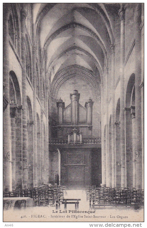 FIGEAC- N.406 INTERIEUR DE L'EGLISE SAINT SAUVEUR LES ORGUES  AUTENTICA 100% - Midi-Pyrénées