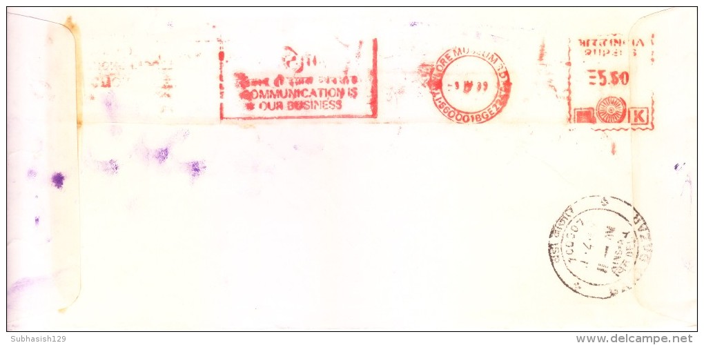 INDIA 1989 SINGLE ADVERTISEMENT METER FRANKING FROM BANGLAORE MUSEUM ROAD - ITI, COMMUNICATIONS IS OUR BUSINESS - Covers & Documents