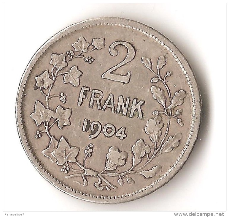 BELGIQUE  2 FRANK  1904 ARGENT - 2 Frank