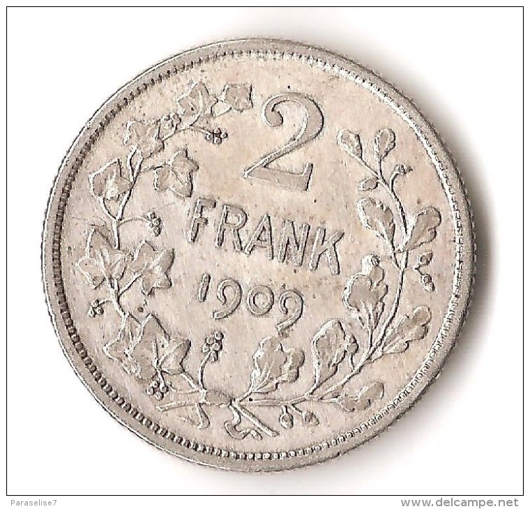 BELGIQUE  2 FRANK  1909 ARGENT - 2 Francs