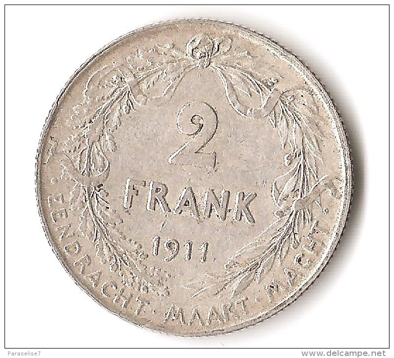 BELGIQUE  2 FRANK  1911 ARGENT - 2 Francos