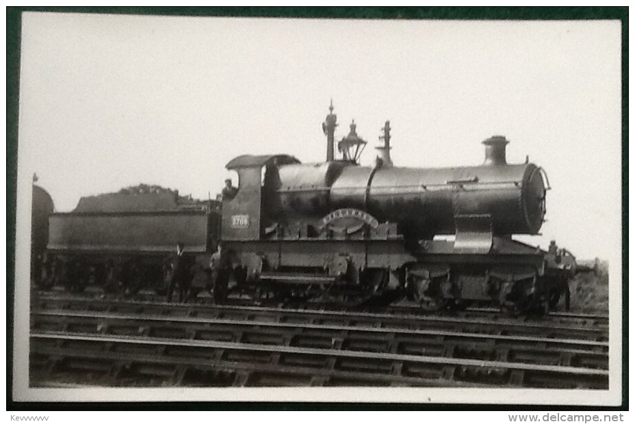 GWR Steam Train 4-4-0, Killarney, City Class, No. 3708, Real Photograph Postcard - Trains