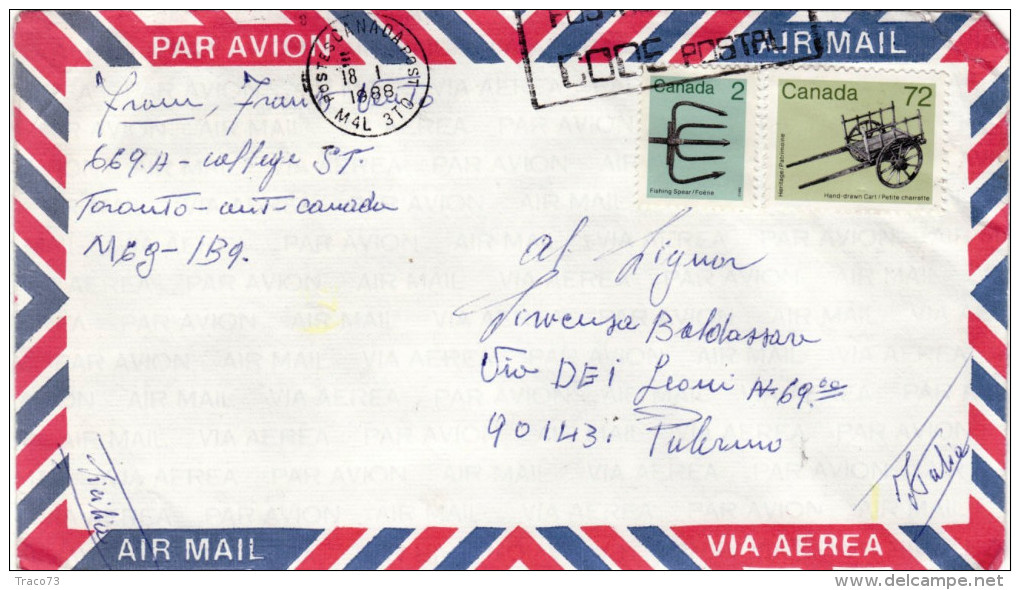 CANADA  /  ITALIA   - Cover _ Lettera - Postgeschiedenis