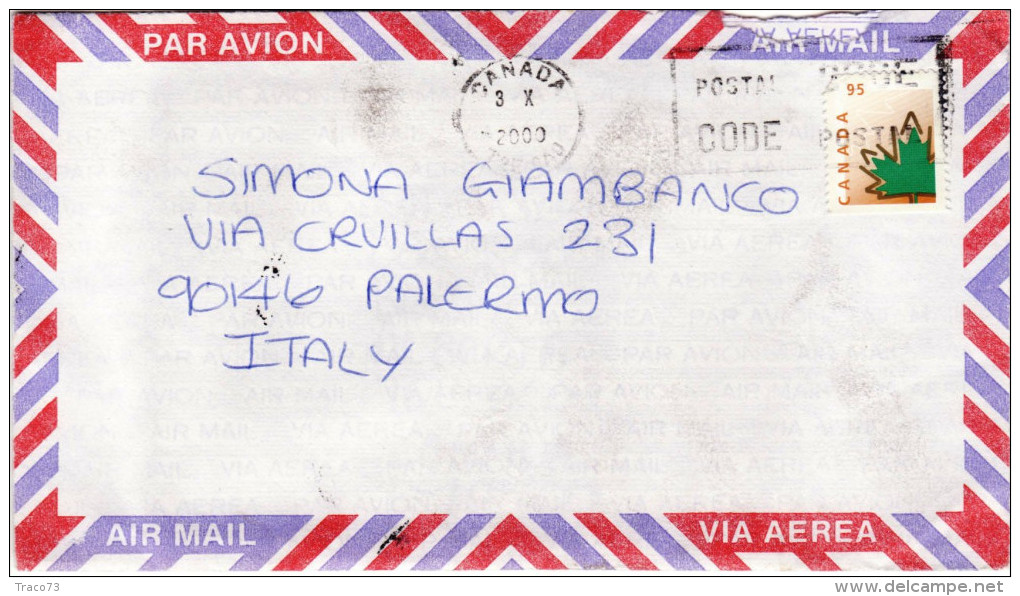 CANADA  /  ITALIA   - Cover _ Lettera - Storia Postale