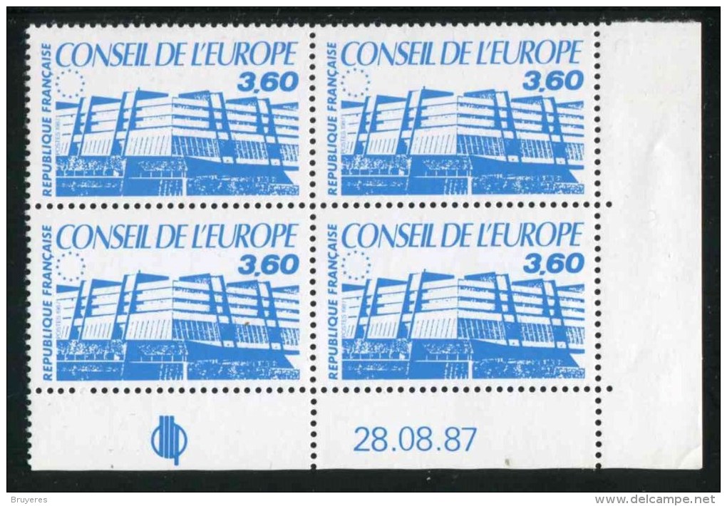 Bloc De 4 Timbres** De 1987  "3,60 - Conseil De L´Europe" Avec Date 28.08.87 - Service