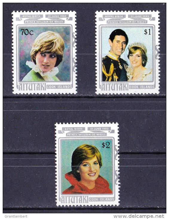 Aitutaki 1982 Prince William Royal Birth Set Of 3 MNH - Aitutaki