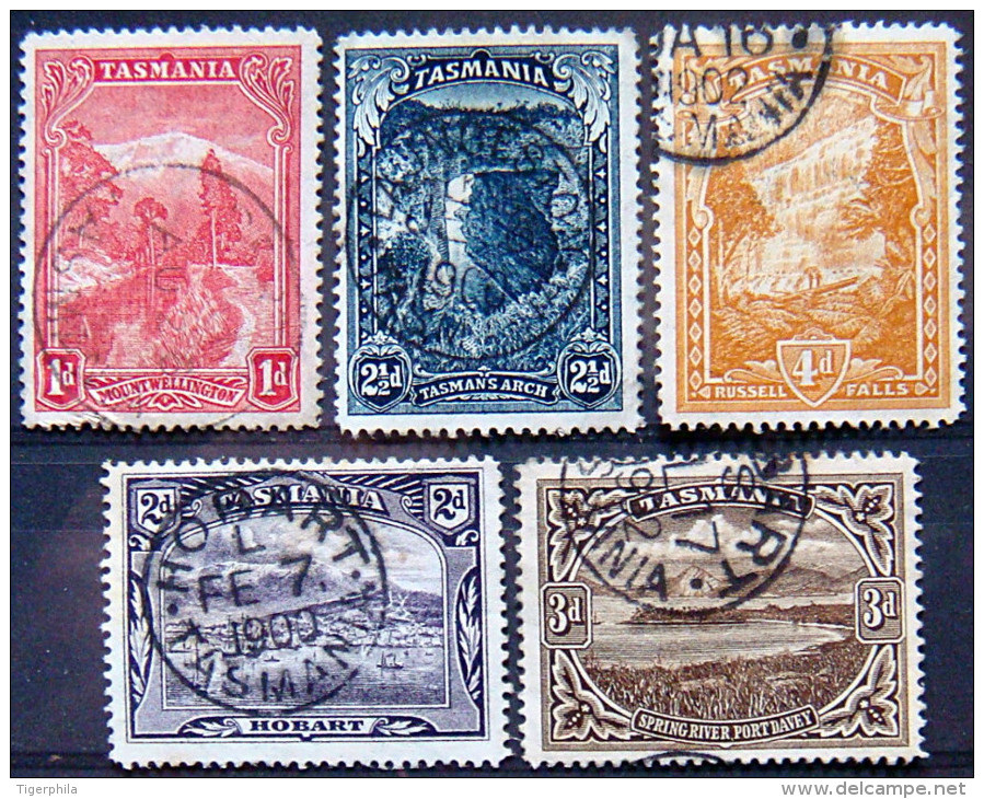 TASMANIA 1899 Views Set Of 5 USED Watermark : 78  Scott89-91 CV$40 - Usados