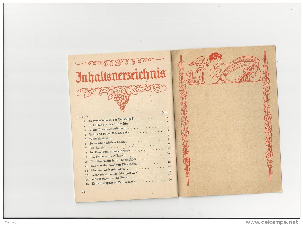 Livres -  B1539 - Allemagne -  Livret De Chants " Der Lindenwirt" Drosselgasse Rüdesheim ( Voir Description) - Hesse
