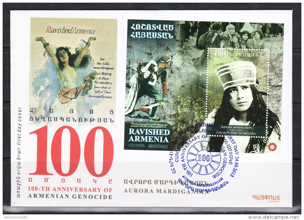 Armenien/Armenie/Armenia 2013, 100th Anniv. Of Armenian Genocide, Aurora Mardiganian, Writers SS - FDC - Armenië