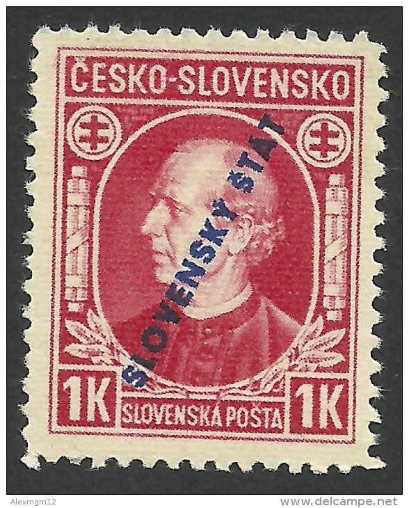 Slovakia, 1 K. 1939, Sc # 25, Mi # 25A, MNH - Nuevos