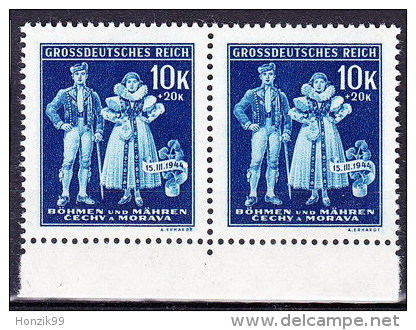 Boheme Et Moravie 1944 Mi 135 (Yv 114) Avec Varieté - Position 95/1, (MNH)**, Tache Blanche Sur Le Ruban - Altri & Non Classificati