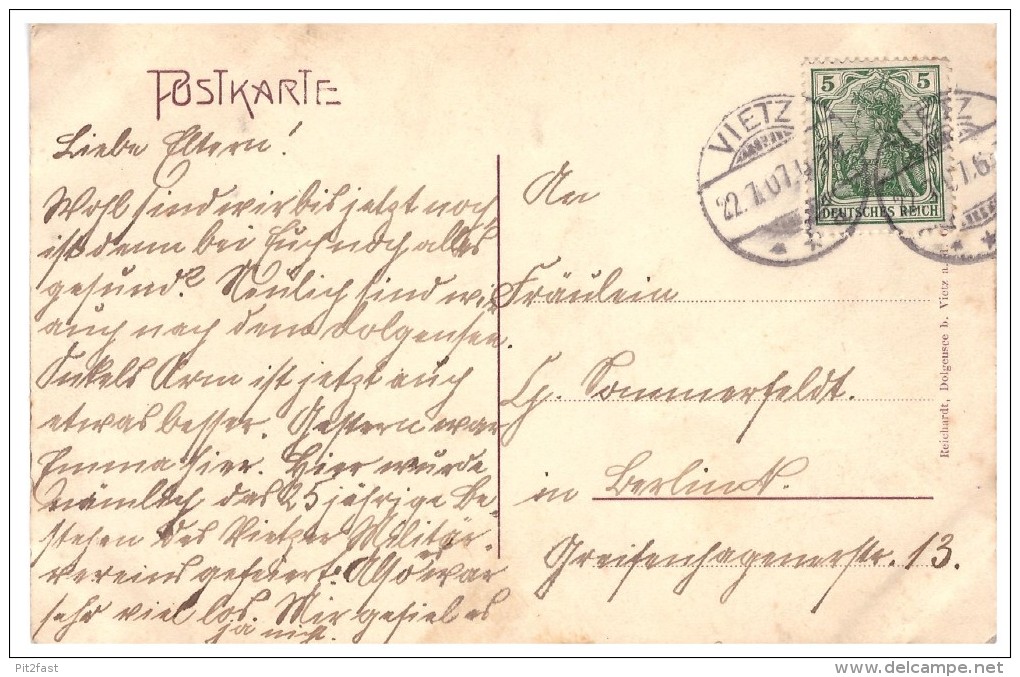 AK - Vietz A.d. Ostbahn , Försterei Dolgensee 1907 , Witnica !!! - Neumark