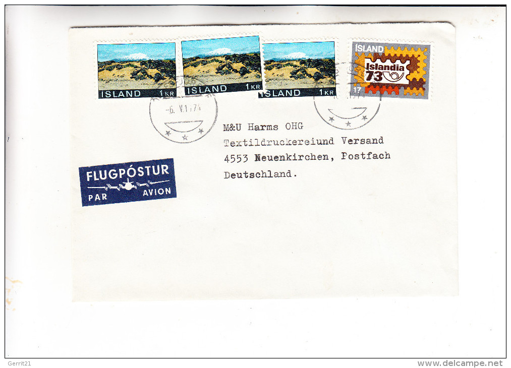 ISLAND, 1975, Flugpostbrief, Michel 434 (3) & 482 Nach Deutschland - Briefe U. Dokumente