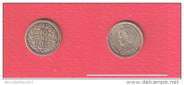 PAYS BAS   //  10 CENTS  1912     //  KM # 145    //   ETAT  SUP - 10 Centavos