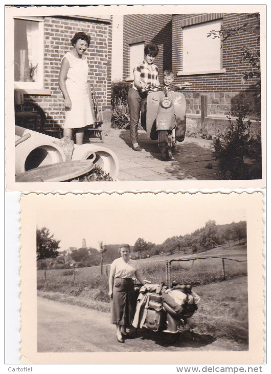 SCOOTER-ZUNDAPP-BELLA -LOT DE 2 PHOTOS ORIGINAL D'EPOQUE-( + - 7 - 10 CM )-BELGIQUE- DES ANNEES '50 - Automobiles