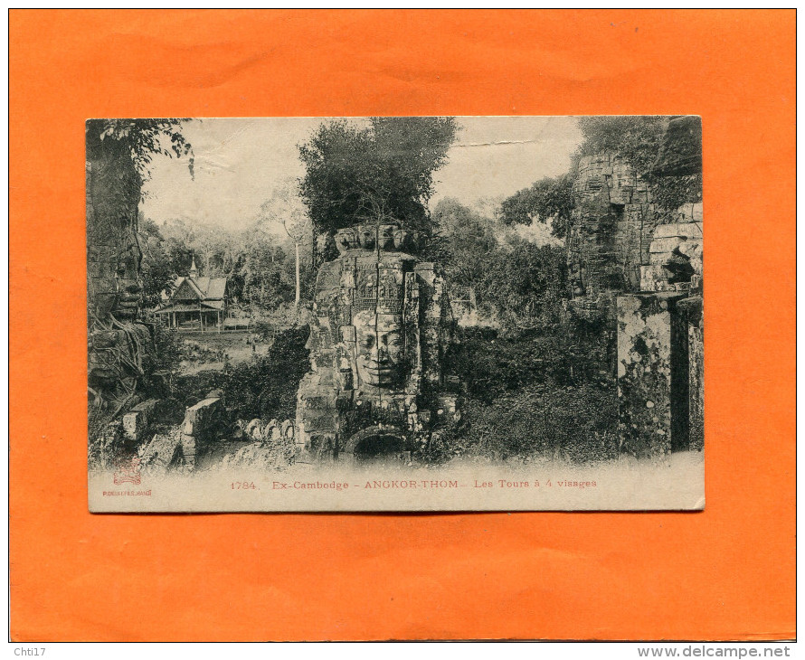 CAMBODGE    1910    ANGKOR THOM LES TOURS A 4 VISAGES     CIRC   NON - Cambogia