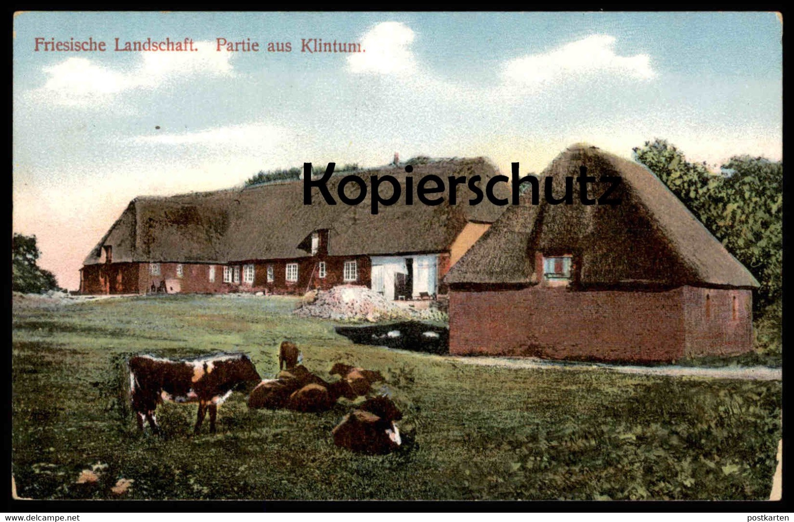 ALTE POSTKARTE PARTIE AUS KLINTUM FRIESISCHE LANDSCHAFT LECK HOF NAHNSEN ? BAUERNHAUS BAUERNHOF Farm House Ferme Cow - Autres & Non Classés