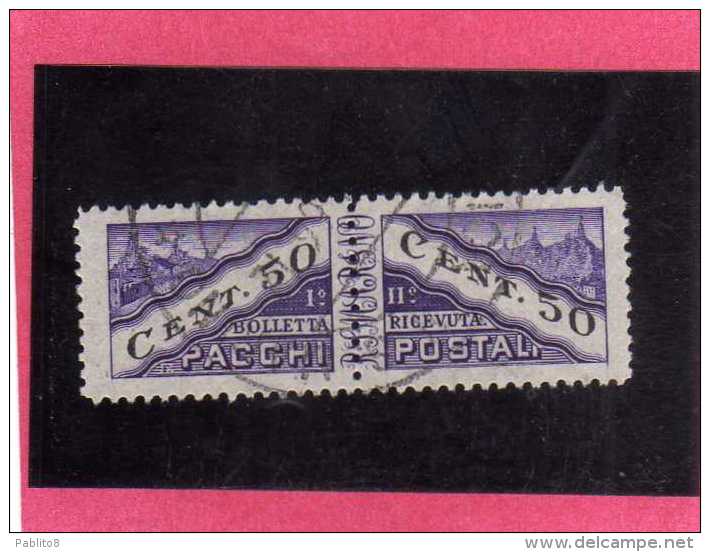 SAN MARINO 1945 PACCHI POSTALI PARCEL POST CENT. 50 TIMBRATO USED - Parcel Post Stamps