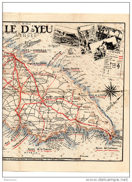 L'Ile d'Yeu livre touristique du Dr Viaud-Grand-Marais, carte séparée de 1938 80 pages Très bien fait, dessins, photos