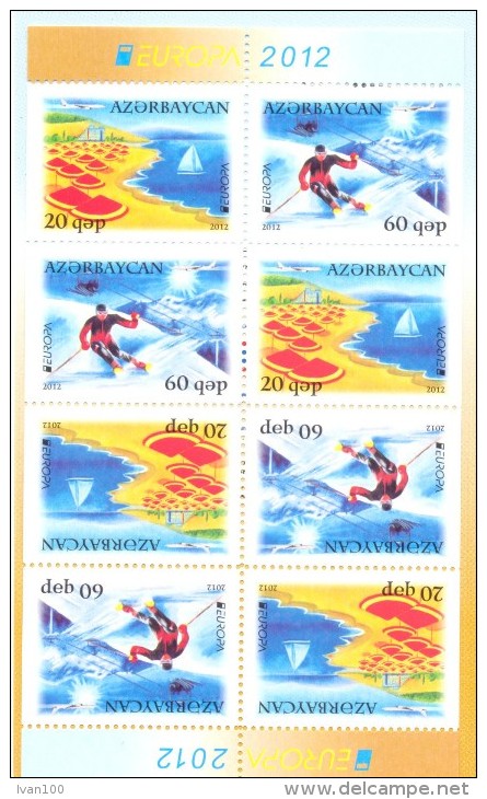 2012. Azerbaijan, Europa 2012, Booklet-pane Of 8v, Parthly Imperforated,  Mint/** - Azerbaïdjan