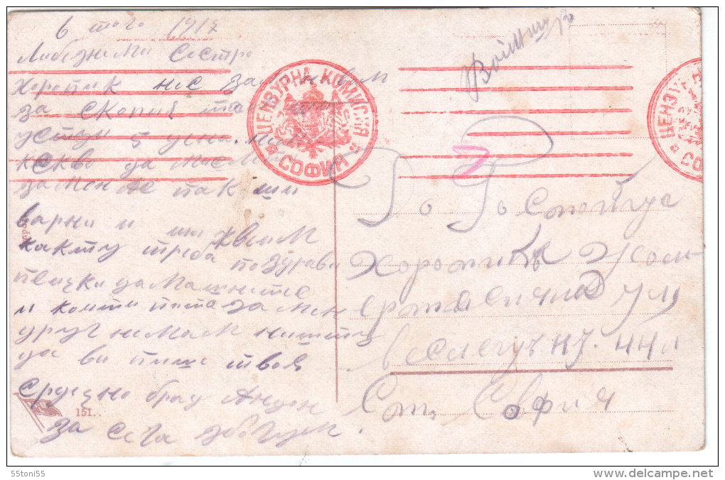 BULGARIA / BULGARIE 1917 Post Card – Travel + Cancellation Censorship Sofia - Lettres & Documents