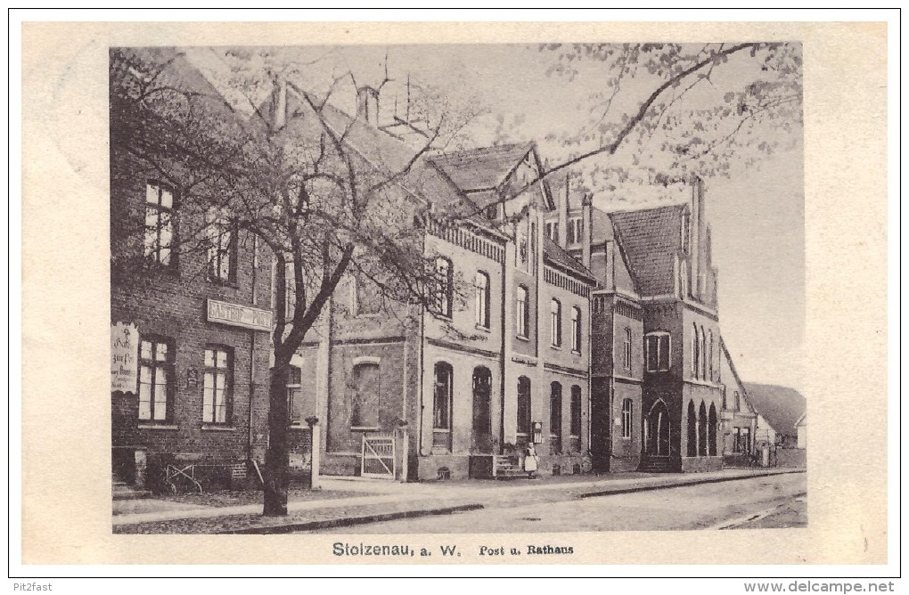 AK - Stolzenau A.d. Weser , 1914 , Post Und Rathaus !!! - Nienburg