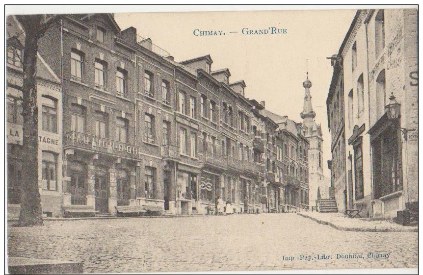 CPA BELGIQUE CHIMAY Grand'Rue Commerce Au Lion D'Or 1907 - Chimay