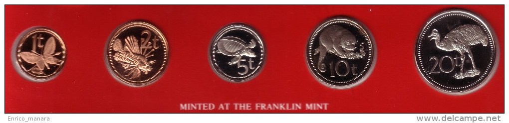 PAPUA NEW GUINEA - Partial Proof Set (5 Coins) 1980 FM - KM# 1 Through 5 - Papúa Nueva Guinea