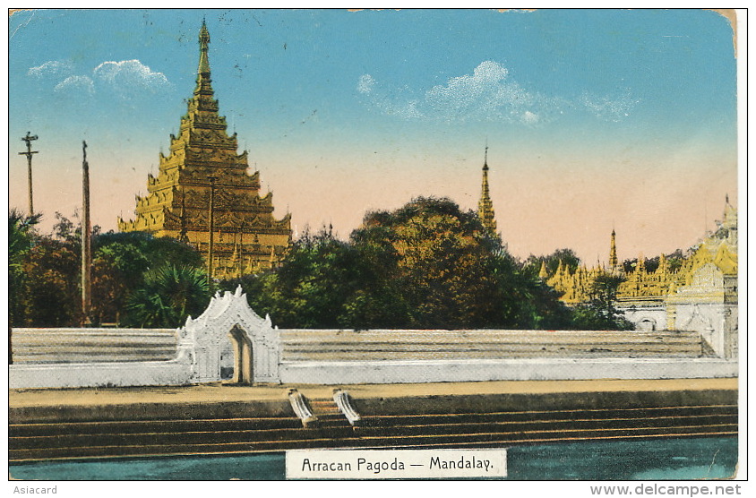 Myanmar Burma Arracan Pagoda Mandalay P. Used 1912 3 Stamps To Budapest Hungary No 135 D.A. Ahuja Rangoon - Myanmar (Burma)