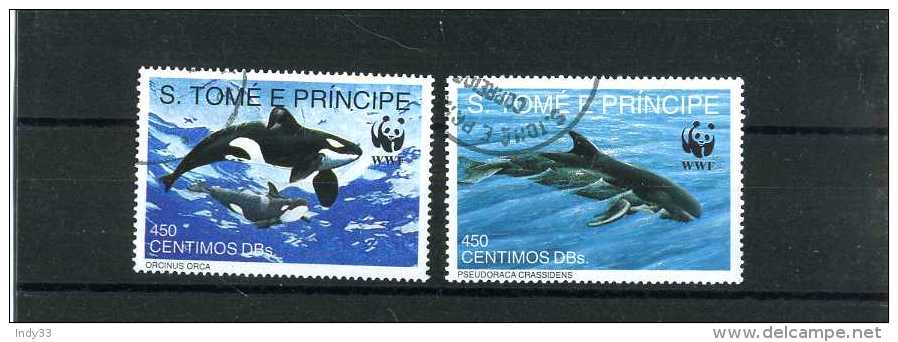 - S. TOME E PRINCIPE . TIMBRES SUR LES BALEINES . OBLITERES . - Baleines