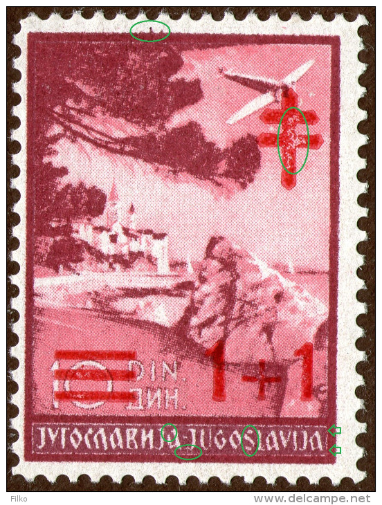 Yugoslavia,Anti TBC,1940,1+1 Din,Mi#430,Scotta3ab117,error Shown On Scan,overprint ,MNH * *,as Scan - Unused Stamps
