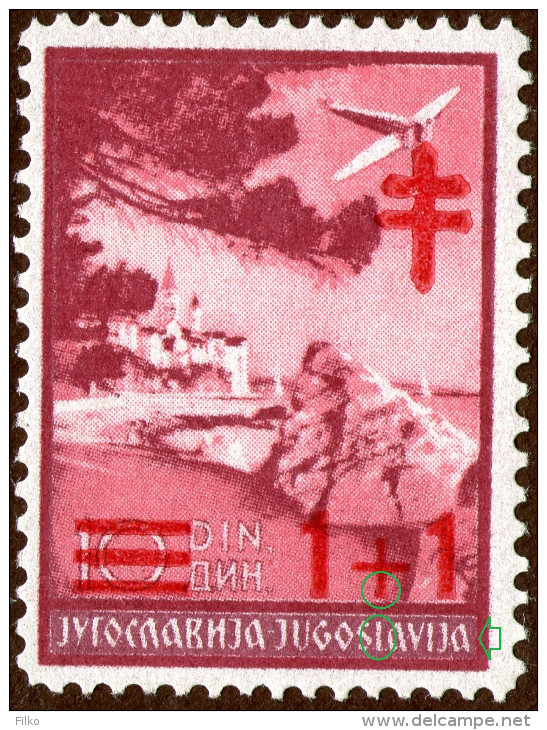 Yugoslavia,Anti TBC,1940,1+1 Din,Mi#430,Scotta3ab117,e Rror Shown On Scan,overprint ,MNH * *,as Scan - Unused Stamps