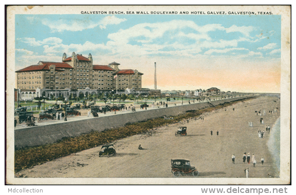 ETATS-UNIS GALVESTON / Galveston Beach, Sea Wall Boulevard And Hotel Galvez / CARTE COULEUR - Galveston