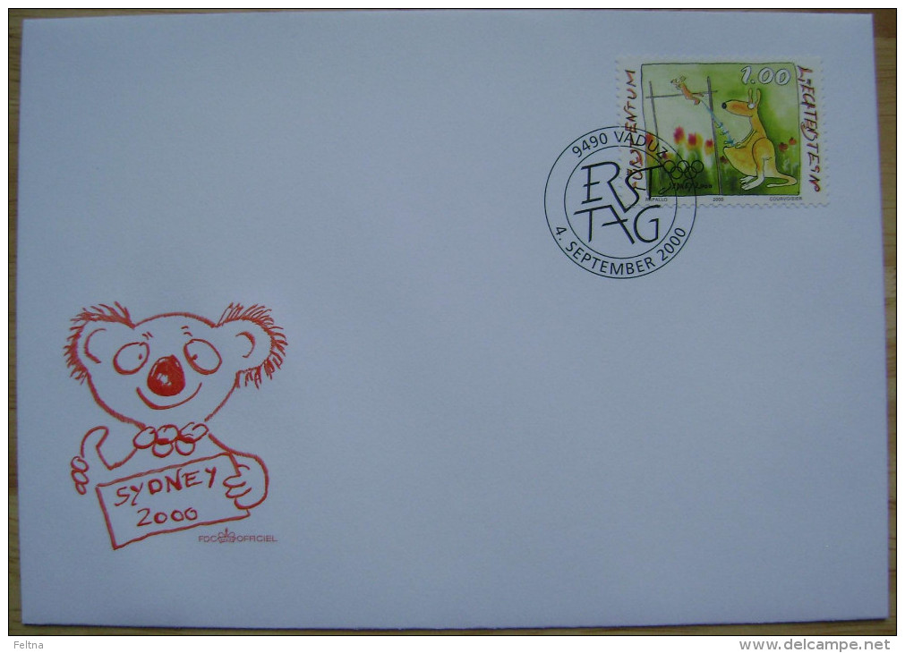 2000 LIECHTENSTEIN FDC 2 SYDNEY OLYMPIC GAMES AUSTRALIA ATHLETICS - Zomer 2000: Sydney